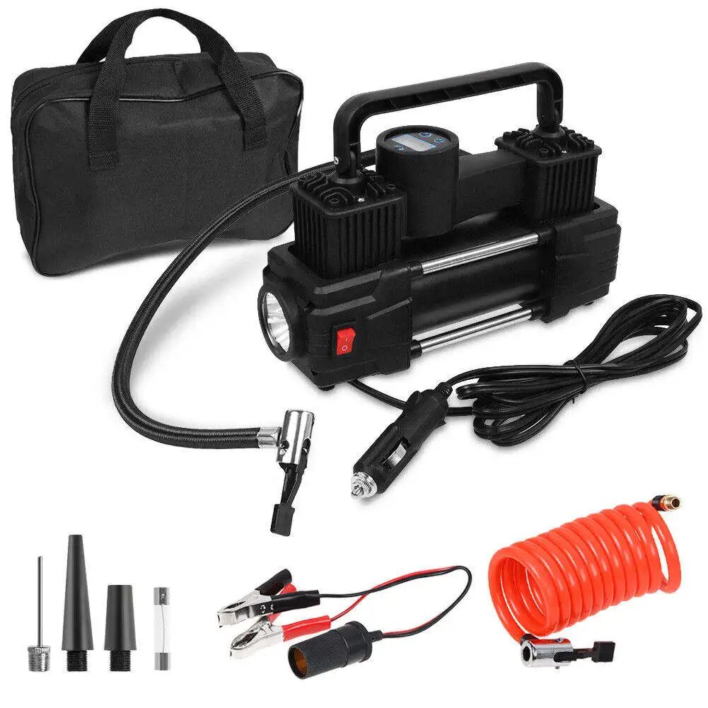 Portable Car Air Compressor 12v Car Wheel Auto Double Cylinder Electrical Air Pump For Vehicle Tyre Tire Inflator