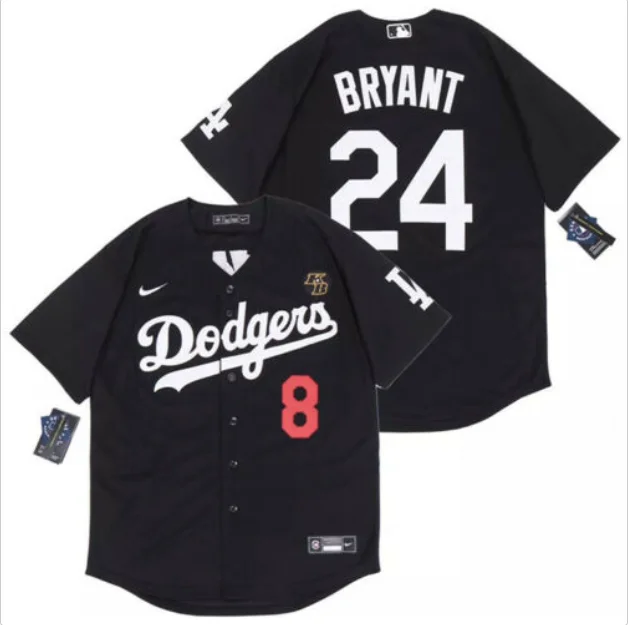 High Quality Mens Kobe Los Angles Baseball Jersey #8 In Front & #24 In Back 7 Colors Baseball Jersey