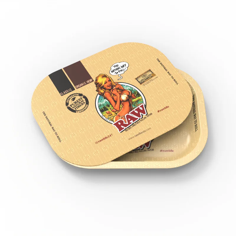 Factory Wholesale Metal Cigarette Tray with Suction Lid Tobacco Cigarette Accessories Tin Tray