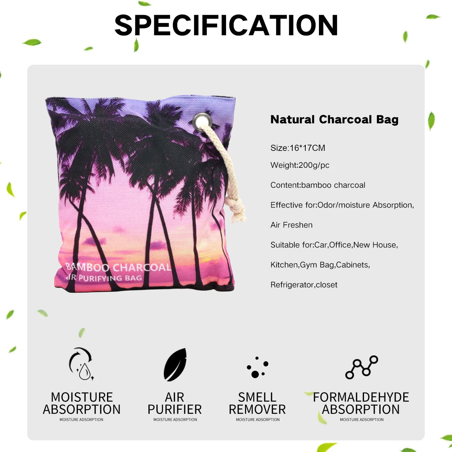 Fast Delivery 200g Activated  Bamboo Charcoal Bag Odor Absorber Air Purifying Bags Odor Eliminator