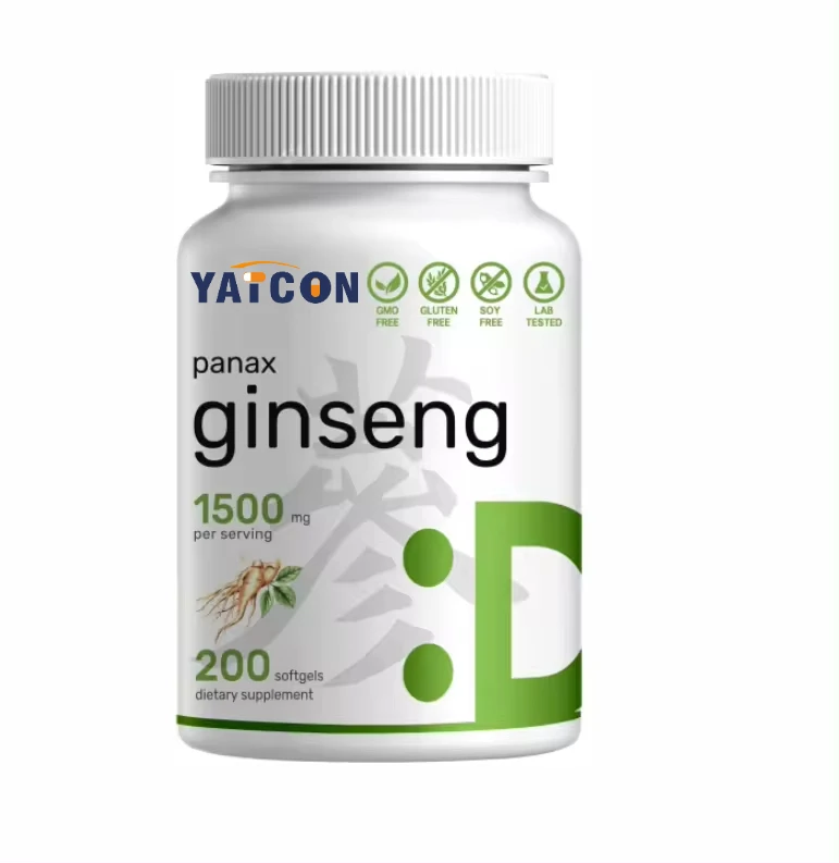 Private Label Vitamins Korean Red Panax Ginseng Root Extract Capsule Standardized to 10% Ginsenosides For Promote Immune Health