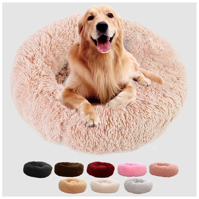 
Faux Fur Ultra Soft Washable Dog Cushion Cat Bed Pet Beds Washable Plush Round Luxury Dog Bed 