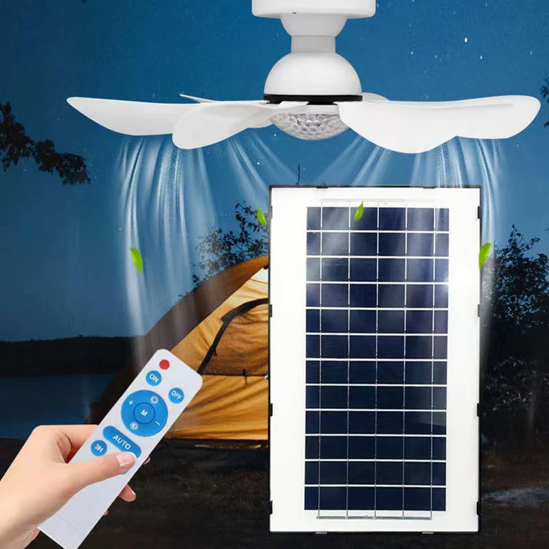 Factory Hot Sale Solar Charging 3-Color Portable Solar Fan With LED Light For Camping And Home Use