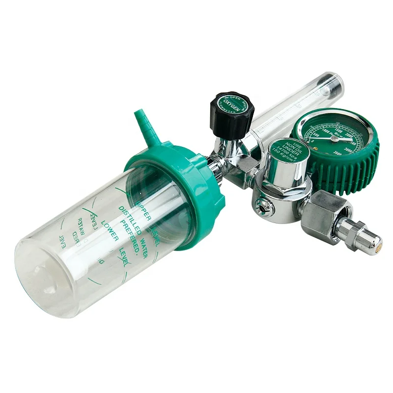 
CGA540 Oxygen Cylinder Flow Meter Medical Reducer And Humidifier Bottle 