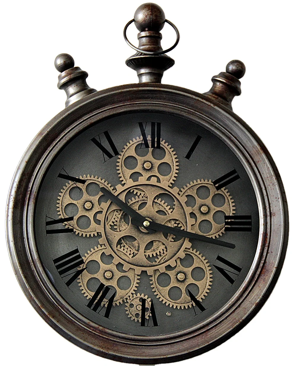 Factory hot sale decorative wall clock gear home decoration retro roman numeral COG clocks