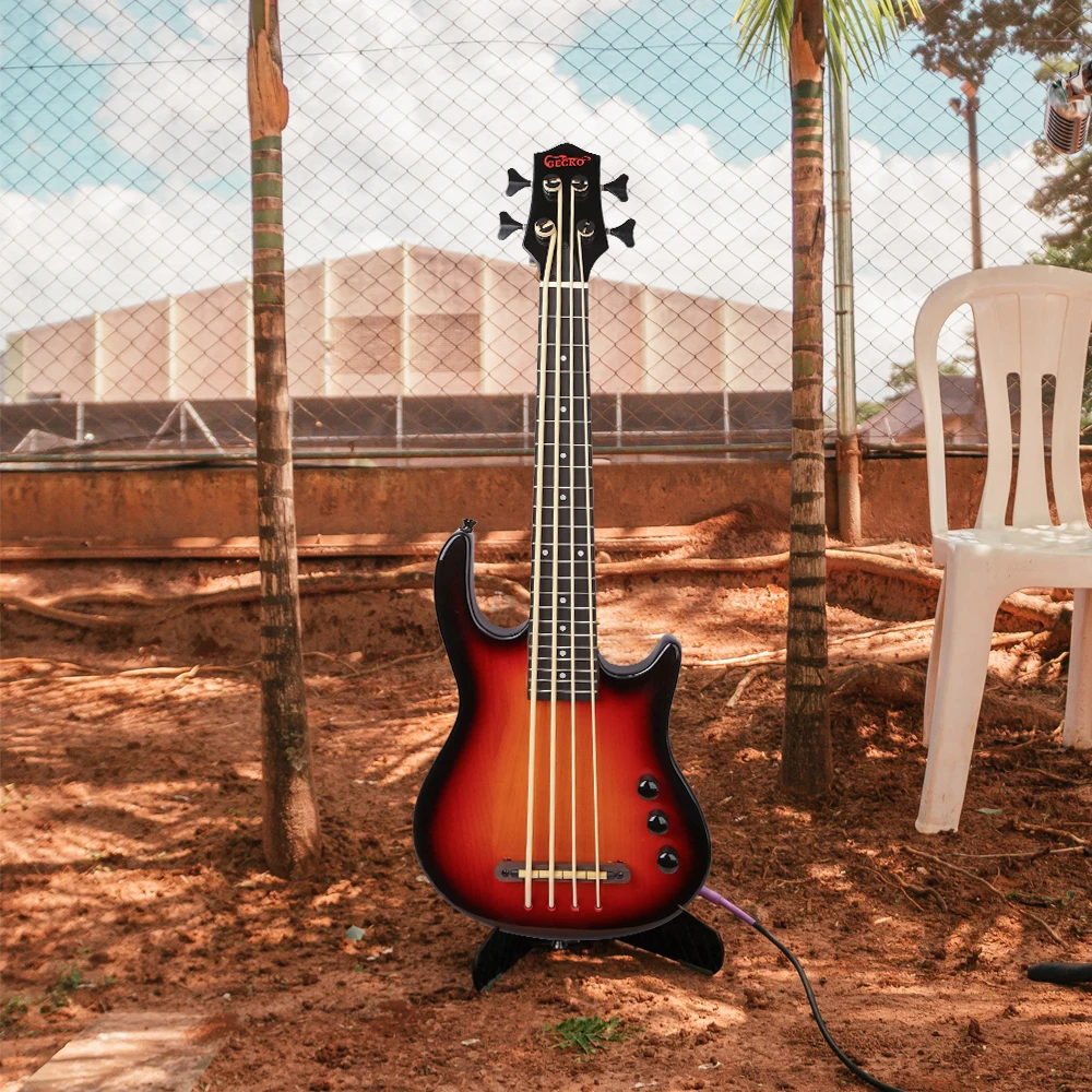 4-String UBASS Electric Bass Guitar Kit Custom Sunburst Design Tremolo Bridge Cheap Maple Ash Sides Mahogany Music Use