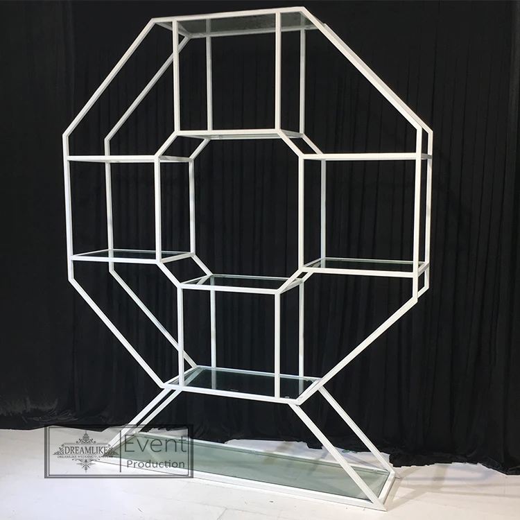 Wedding furniture wedding decoration stainless steel wine shelf events bar backs wine rack for party