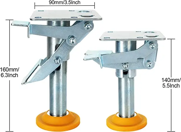 floor lock caster stopper wheel lift up height adjusting stopper saddle parts kick bar type floor lock for hand trolley casters