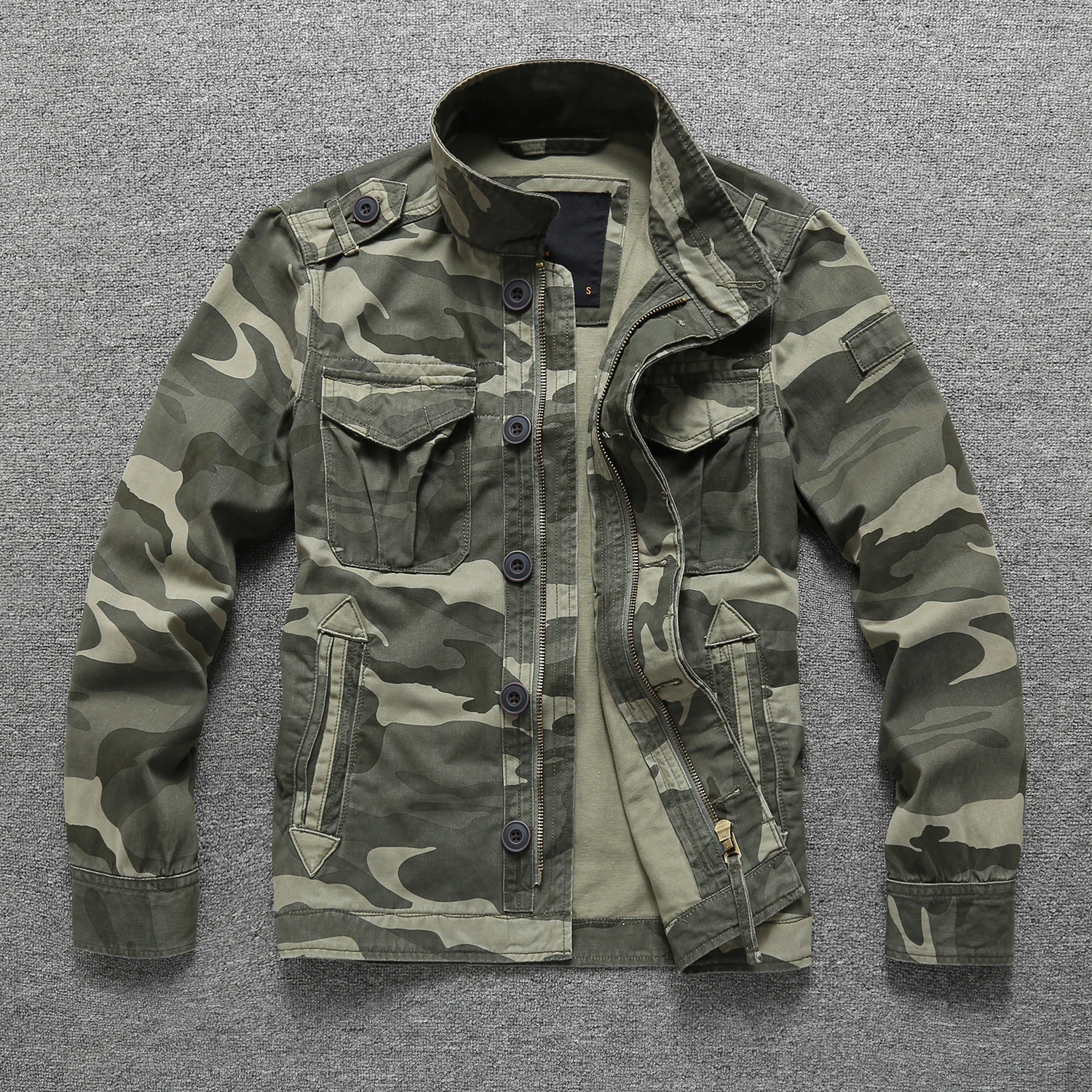 Canvas cotton overcoat slim fit camouflage coat Mens jacket for autumn