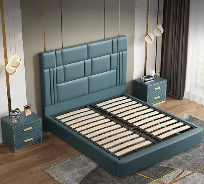 KEHUI Modern Bed Hotel Green Suit Space Low Height Beds Bedroom Wooden Sets Comforters American Style Lights White Modern Bed