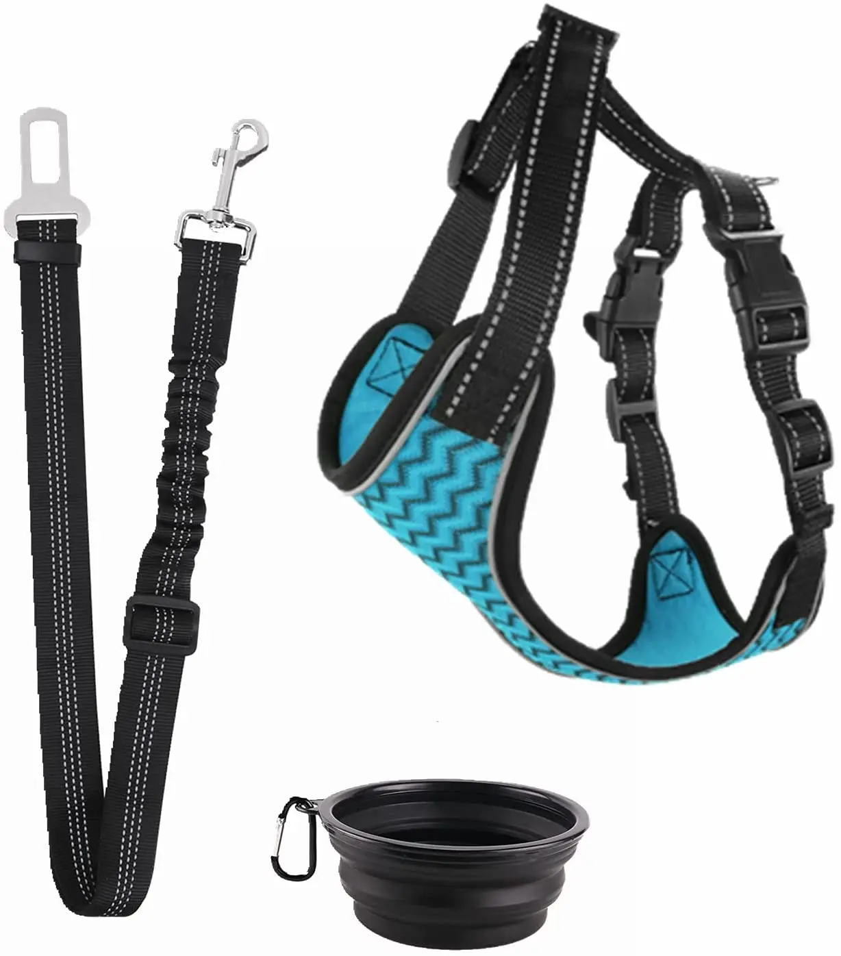 Reflective pet dog vest chest strap suitable for travel adjustable and non pulling Dog Car belt