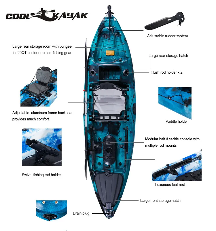 10 ft BIG Dace Pro single person for Fishing Surfing Cruising Plastic Roto-molded Rowing Boats Cool Kayak