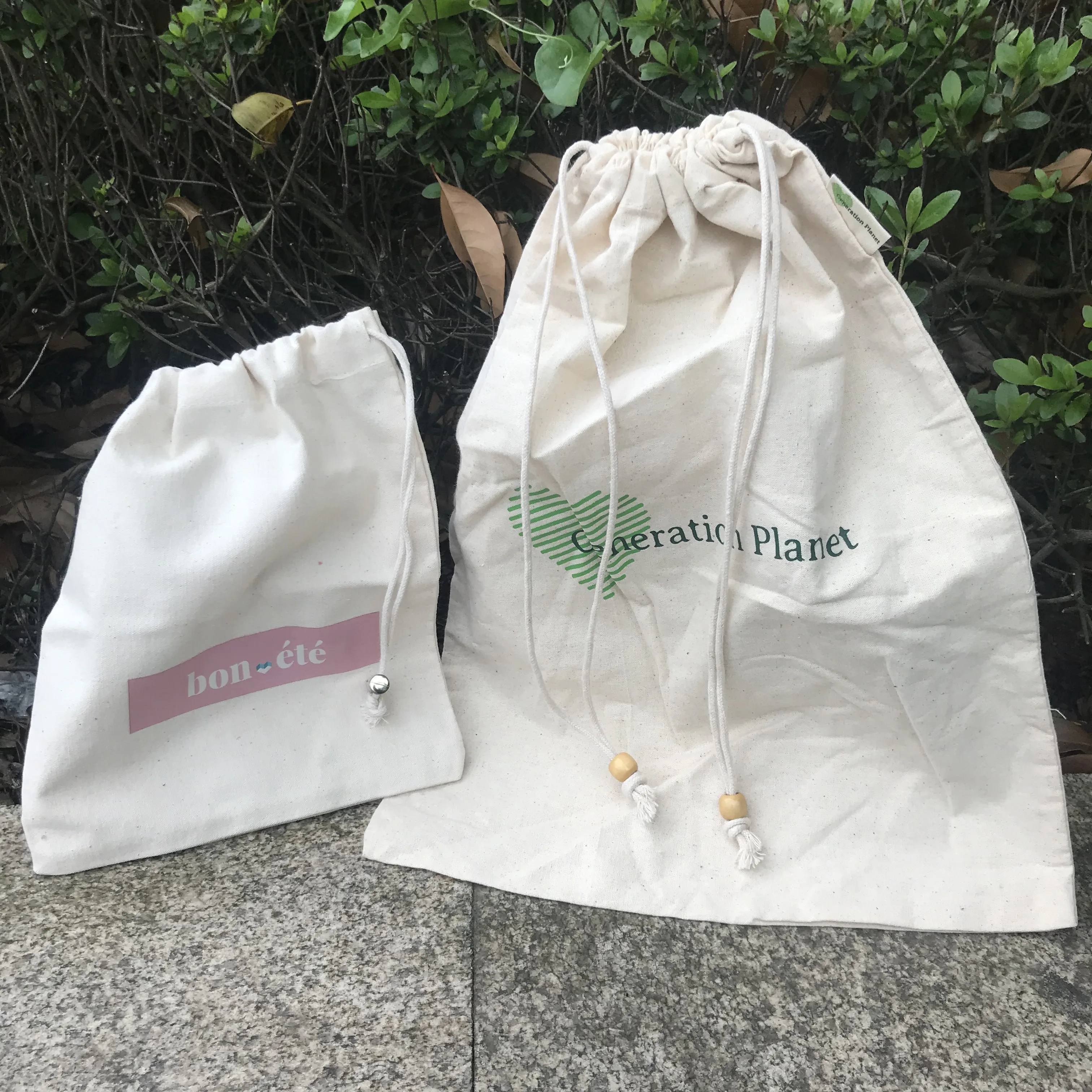 Personalized Colorful canvas cotton drawstring bag with double string