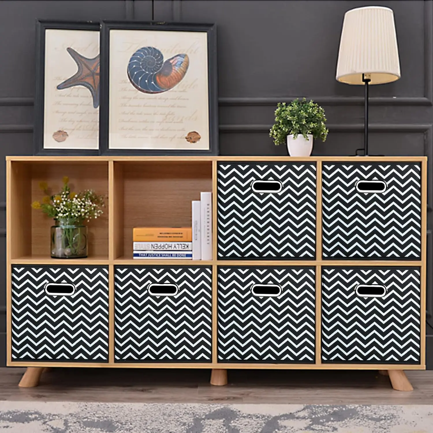 4008130 Fabric Cloth Storage Bins, Cube Organizer with Metal Handles, Collapsible Cube Storage Baskets for Home Bedroom Storage