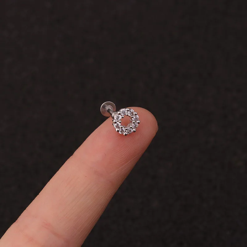 Trendy 316L stainless steel post 18k gold plated screw flat back stud earrings jewelry women