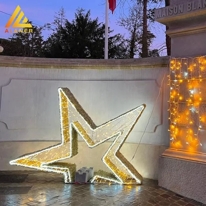 LED Christmas 3D Large stars Light Outdoor Decoration pentagram Street Motif Star String Light
