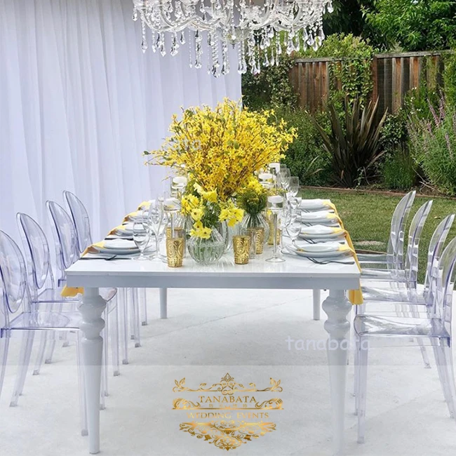 dubai wedding rectangle white mdf banquet table modern chinese restaurant furniture