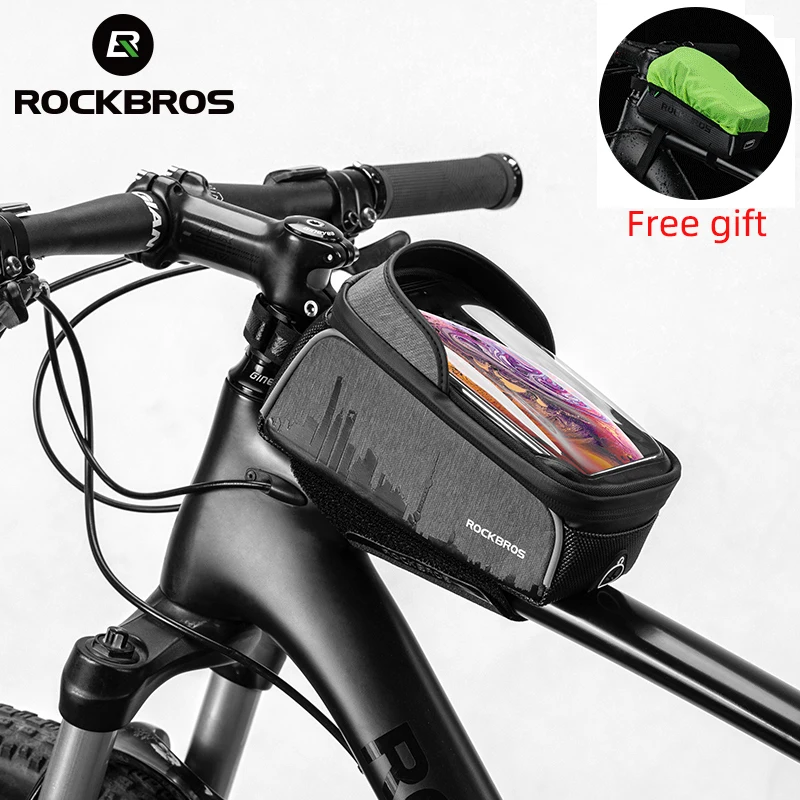 ROCKBROS 017-5 Touch Screen Waterproof Bicycle Frame Bag Cycling Top Tube Bags Front Phone Holder Case Accessories