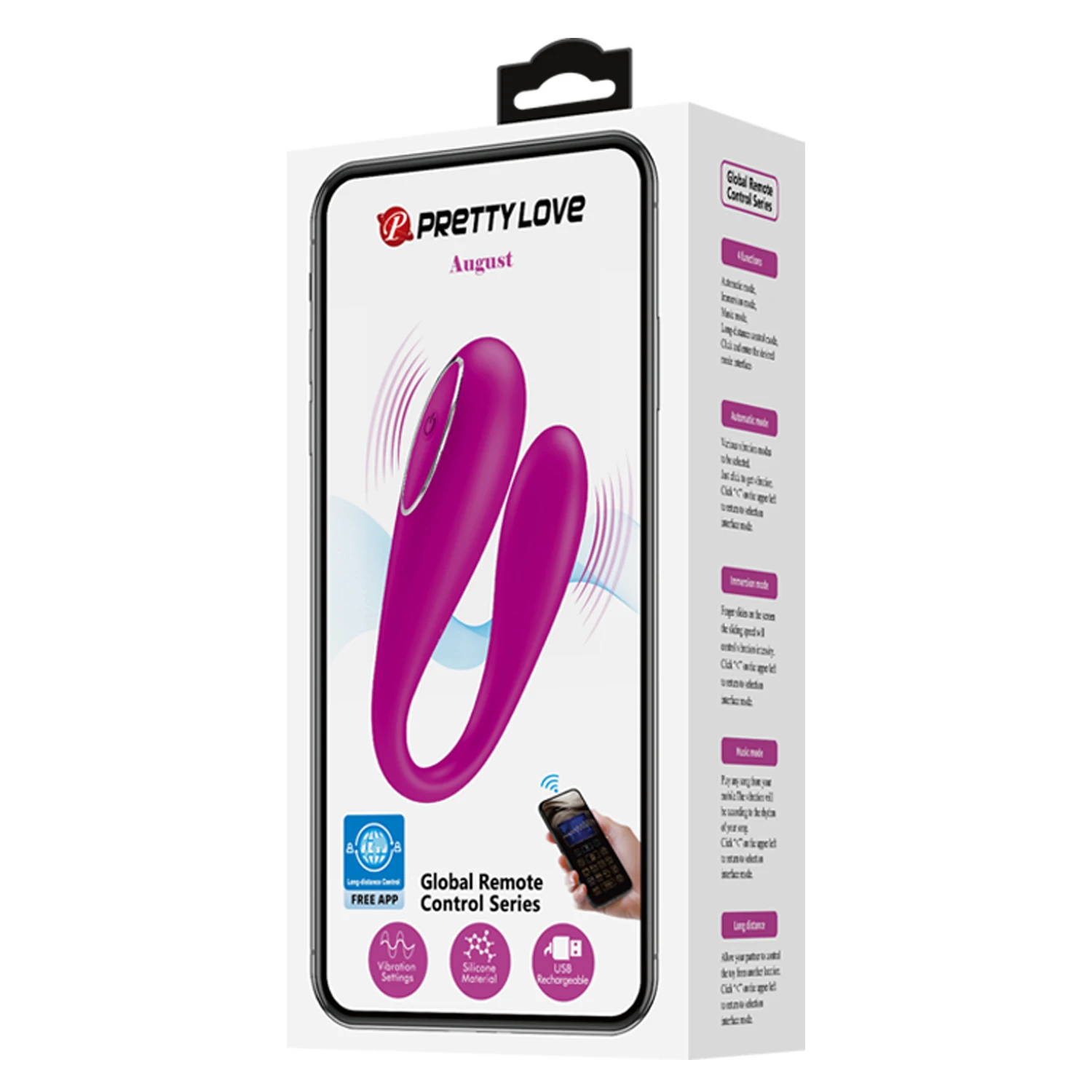 APP Phone Control Vibrator 12 Modes Couple Lover Massager Sex Toy with USB Rechargeable - Purple