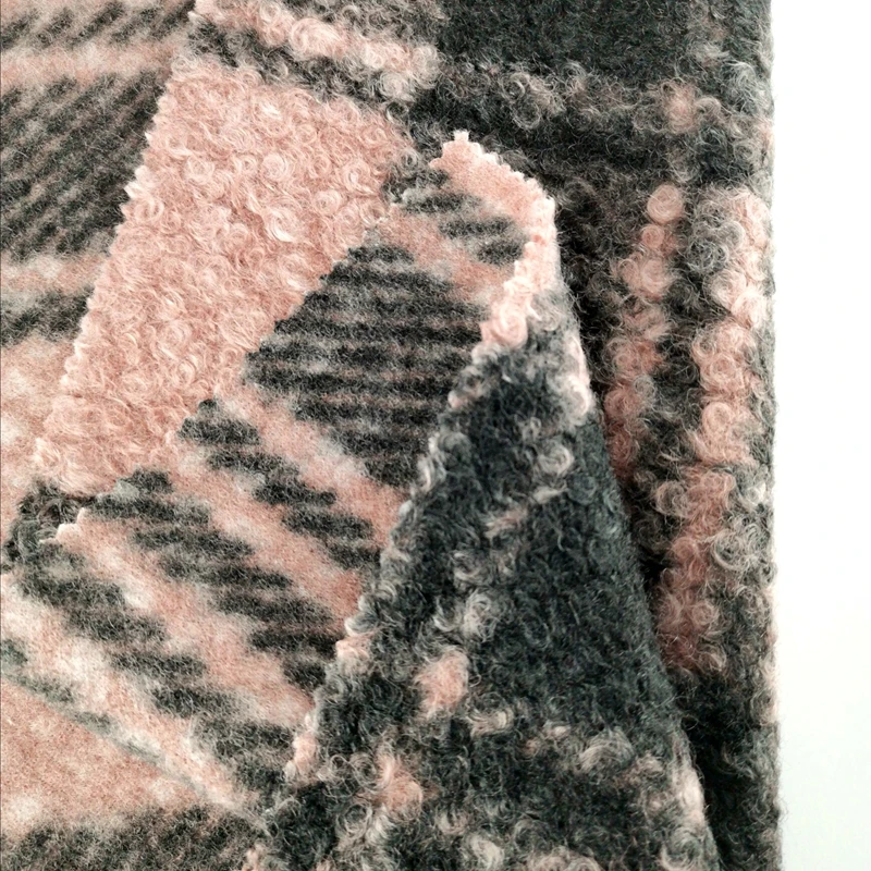 Fashion/Hot selling Screen Printing Polyester Knitted Wool Fabric for winter coats 320GSM 100%P