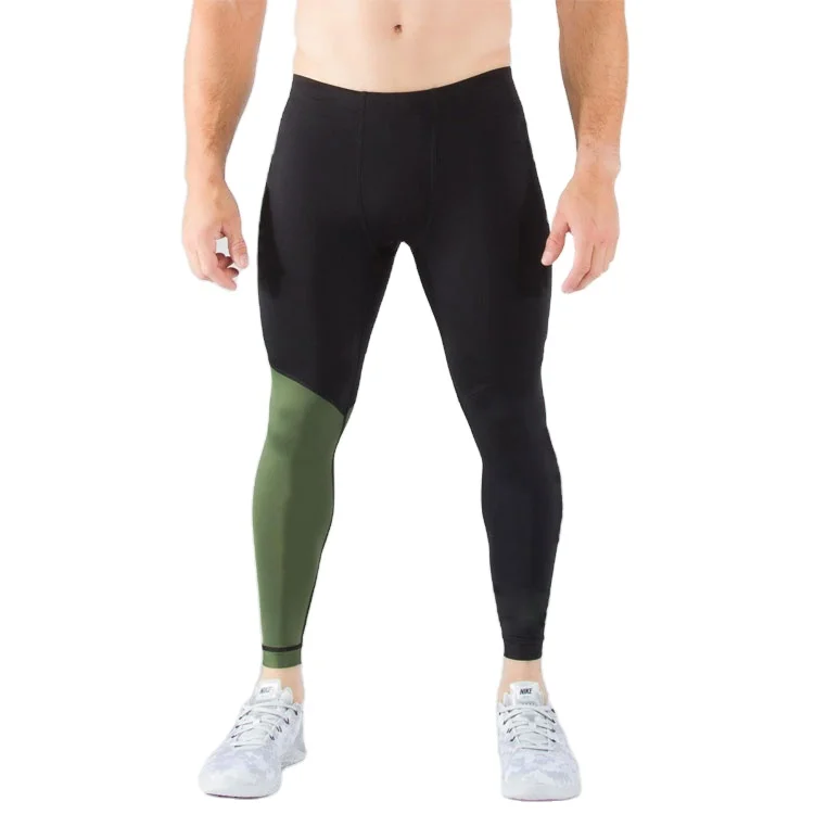 Hot Selling Moisture Wicking Four Way Stretch Men Tights Leggings Custom Colour Contrast Men Compression Pants
