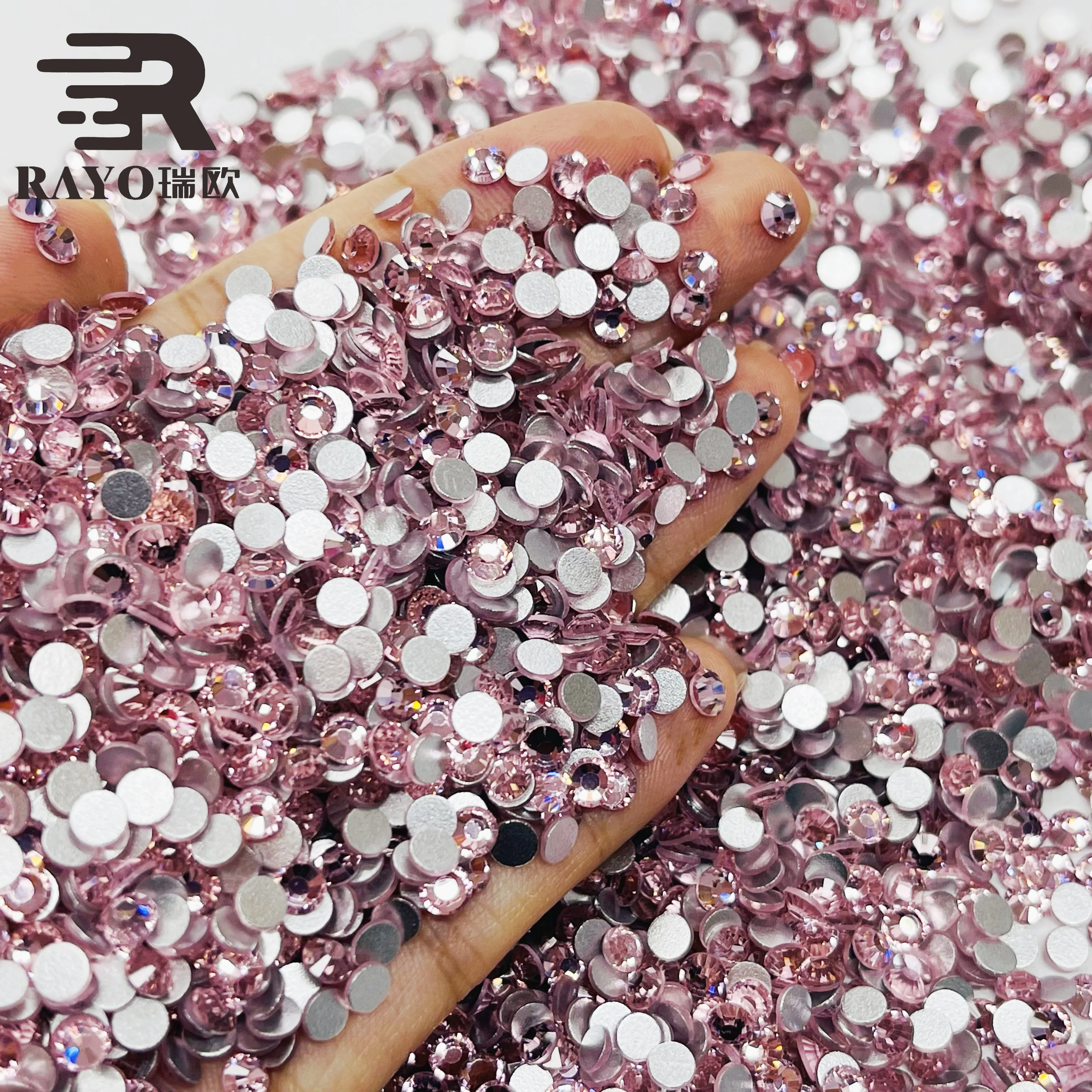 Fashion Lt Rose Wholesale ss6 ss8 ss10 ss20 Top Quality Non Hot Fix Flat Back Nail Rhinestone For Nail Art