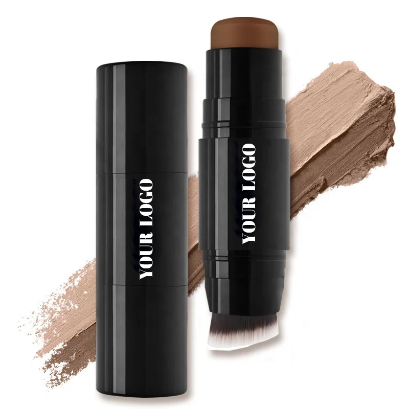 Custom Private Label Full Coverage Foundation Stick Waterproof Vegan Makeup 2 In 1 Foundation Stick With Brush