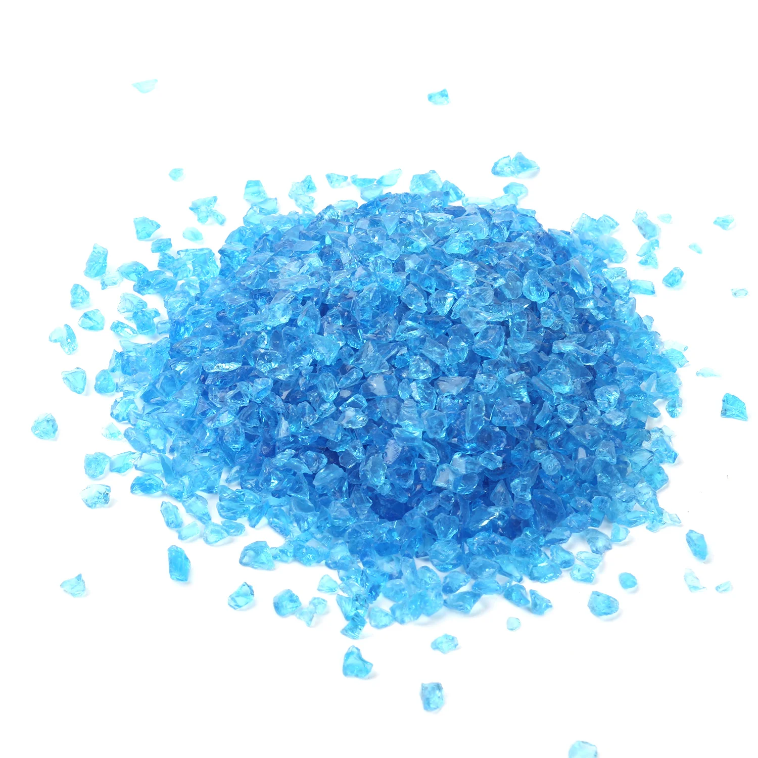 High Luster Blue Color Tumbled Crushed Fire Glass Stones for Fire Pit DIY Resin Epoxy Painting Artworks Decoration