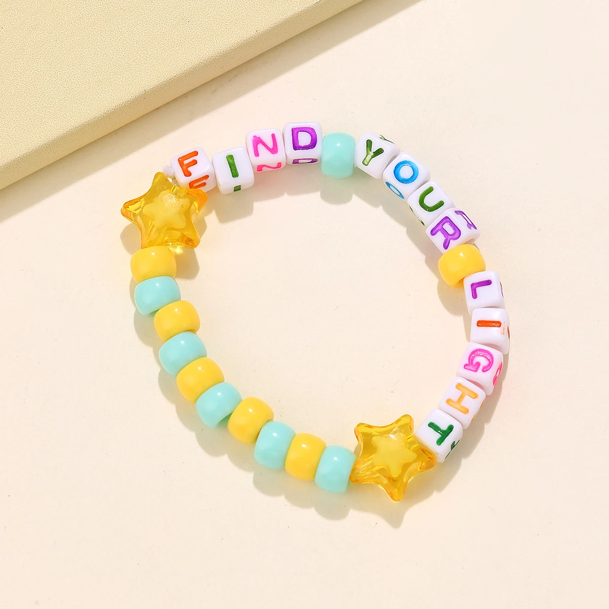 New Design EDM Custom Letter Elastic Star Bead Bracelet RAVE Kandi Bracelet Colorful Acrylic Pony Beads Bracelet
