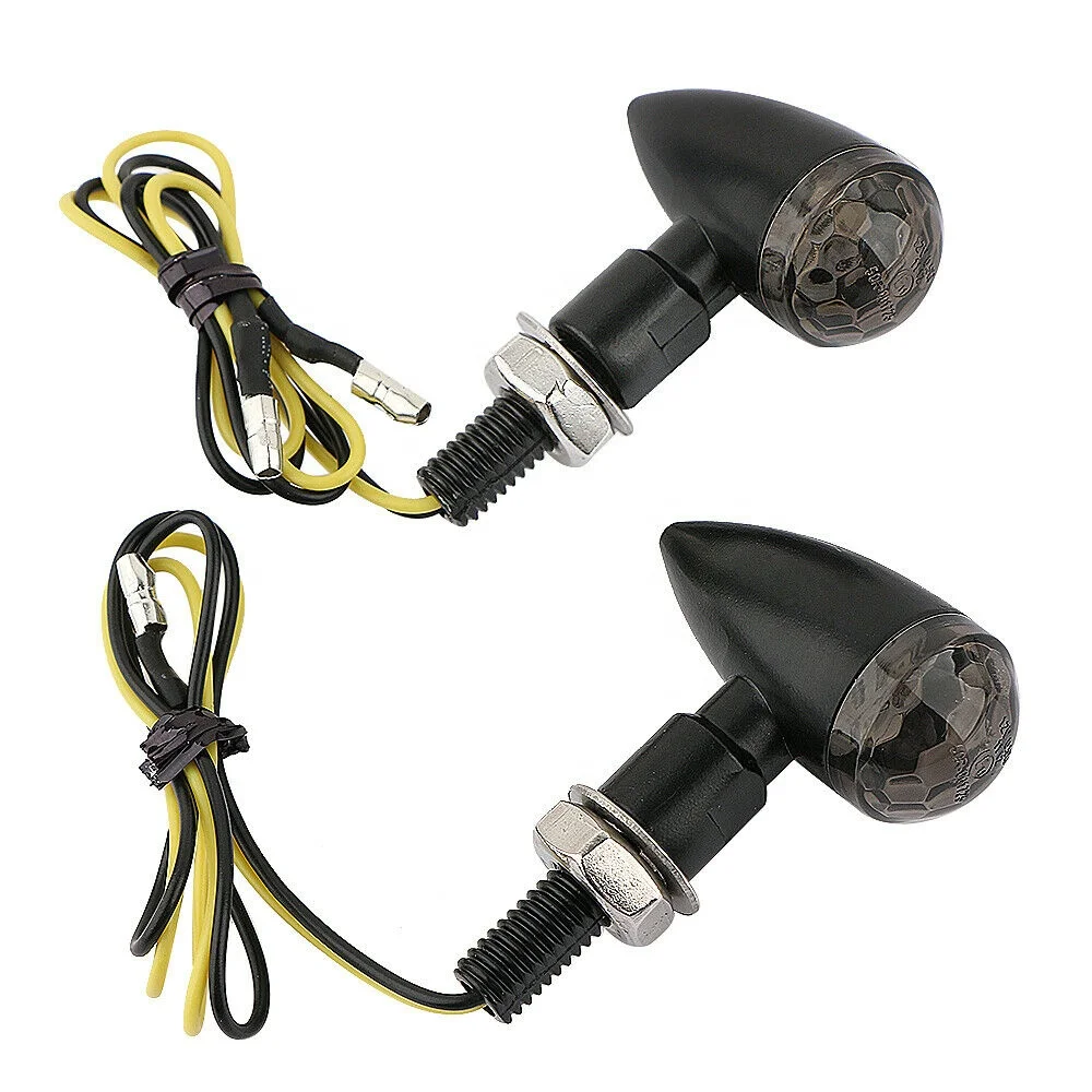 Black Metal Spherical Lens Mini Bullet Motorcycle Turn Signal Indicator Light For Harley Chopper Bobber Street Bike