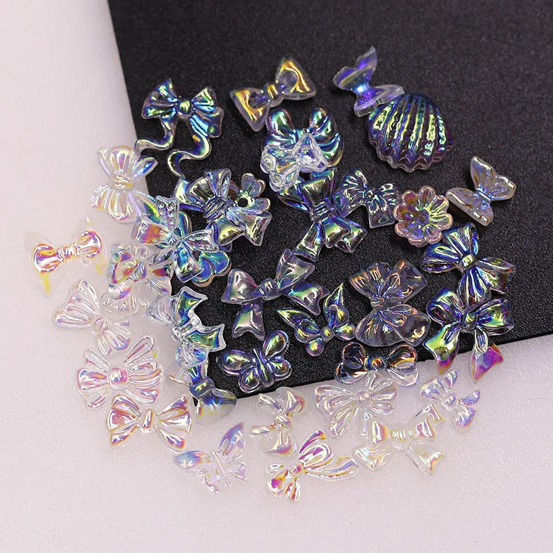 AB Glitter Translucent Aurora Various Butterfly Bowknots Rose Nail Art Rhinestones Jewelry Decorations Manicure Charms