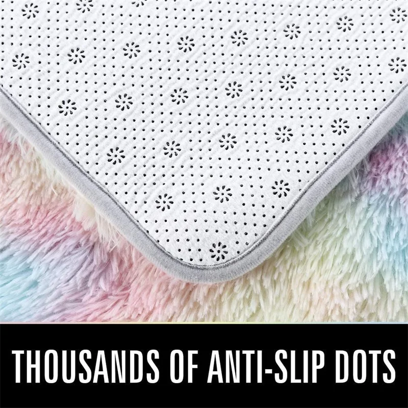 Furry Carpet Tie-Dyed Soft Area Rug Fuzzy Indoor Faux Fur Rugs for Living Room Bedroom Nursery Girls Room Decor Kids Playroom