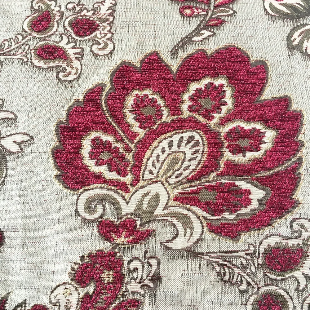 Home Textile Customized Style Chenille Fabric Manufacturers Upholstery 100% Designer Fabric Floral Polyester Jacquard Fabric