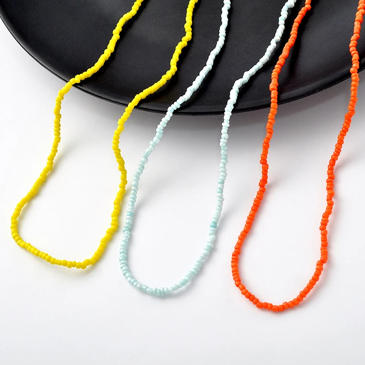 Multilayer Colour Rope Plastic Chain Necklace Buckle Gemstone Necklace Women Jewelry Price Cheapest style Fashion