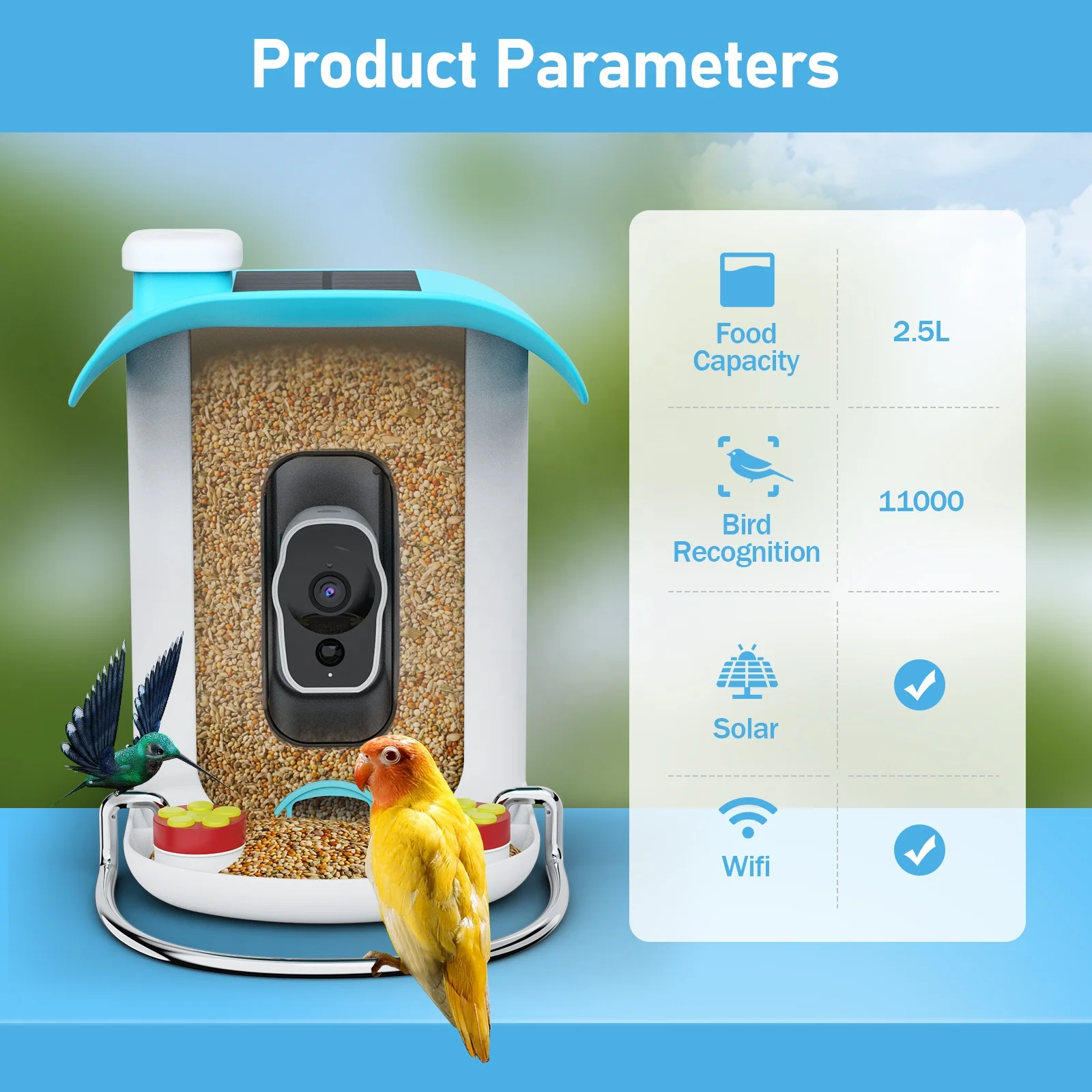 2024 Smart Ai Identify Bird Breed wildlife monitoring  Night Vision Bird Feeder With Camera