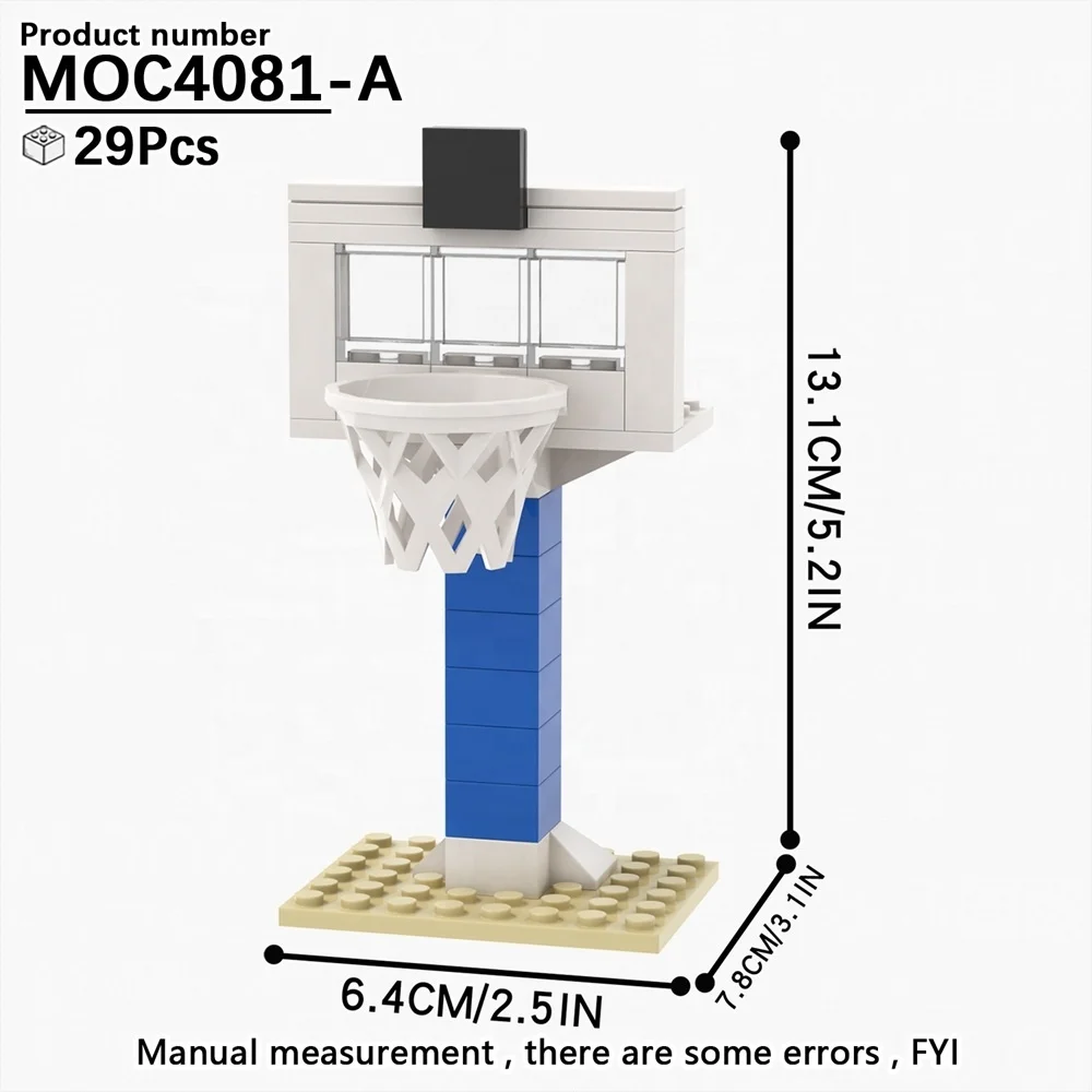 31PCS MOC4081 Basketball Hoops and Frame Bricks City Scene Accessories Decoration Educational Assemble Building Blocks Kids Toys