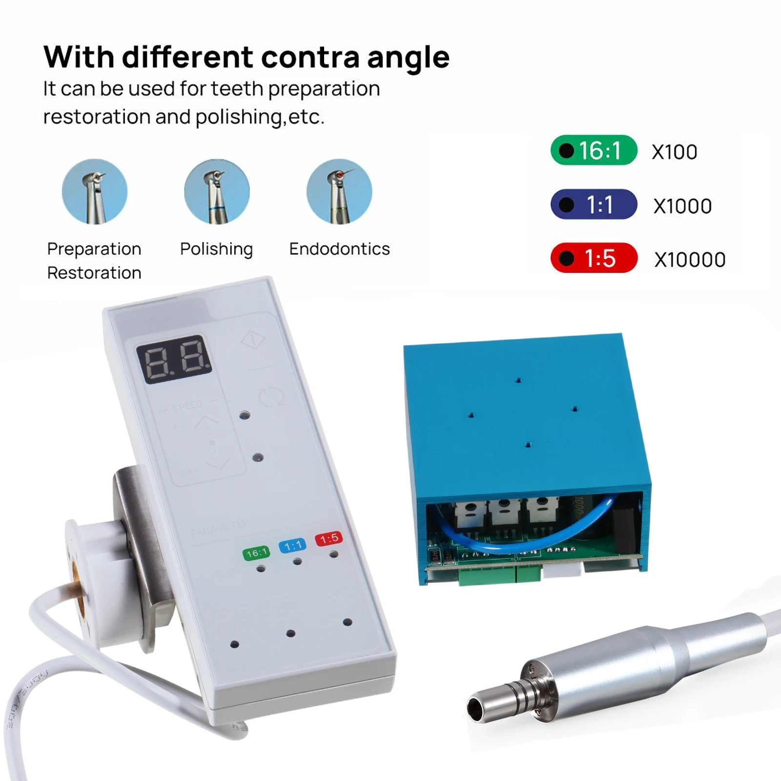 Portable Dental Electric Handpiece Motor System LED Brushless Built In Touch Button Screen NSK Style1:1 1:5 16:1For Dental Chair