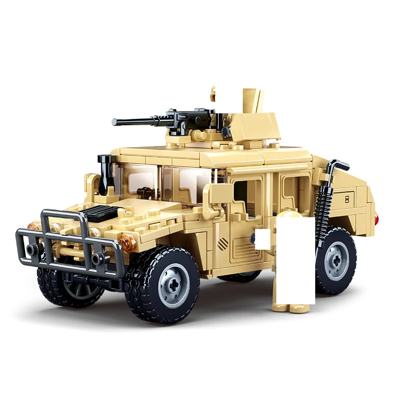 265pcs Modern Military Building Block Toys DIY Assembly Armored Vehicle H2 Gift for Boys Age 6 Scale 1:36 Transportation Theme