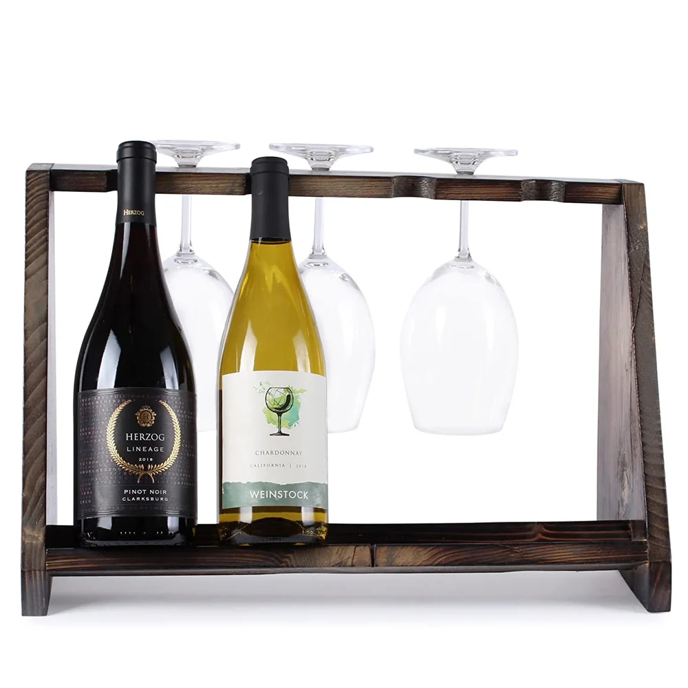TAOTAOJU wine set custom solid wood storage rack can hold four bottles of wine glass rack Amazon hot selling wooden wine rack