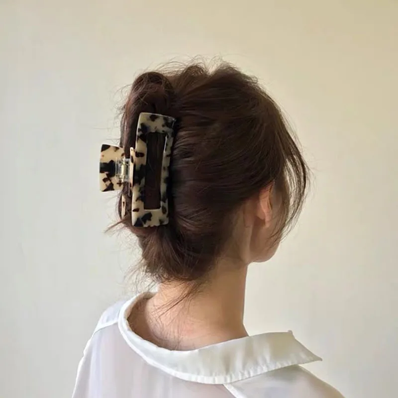 New 10.5CM Acetate Hair Claw Clips Colorful Tortoiseshell Geometric Shark Clip Large Size Ins Grab Clamps Women Accessories