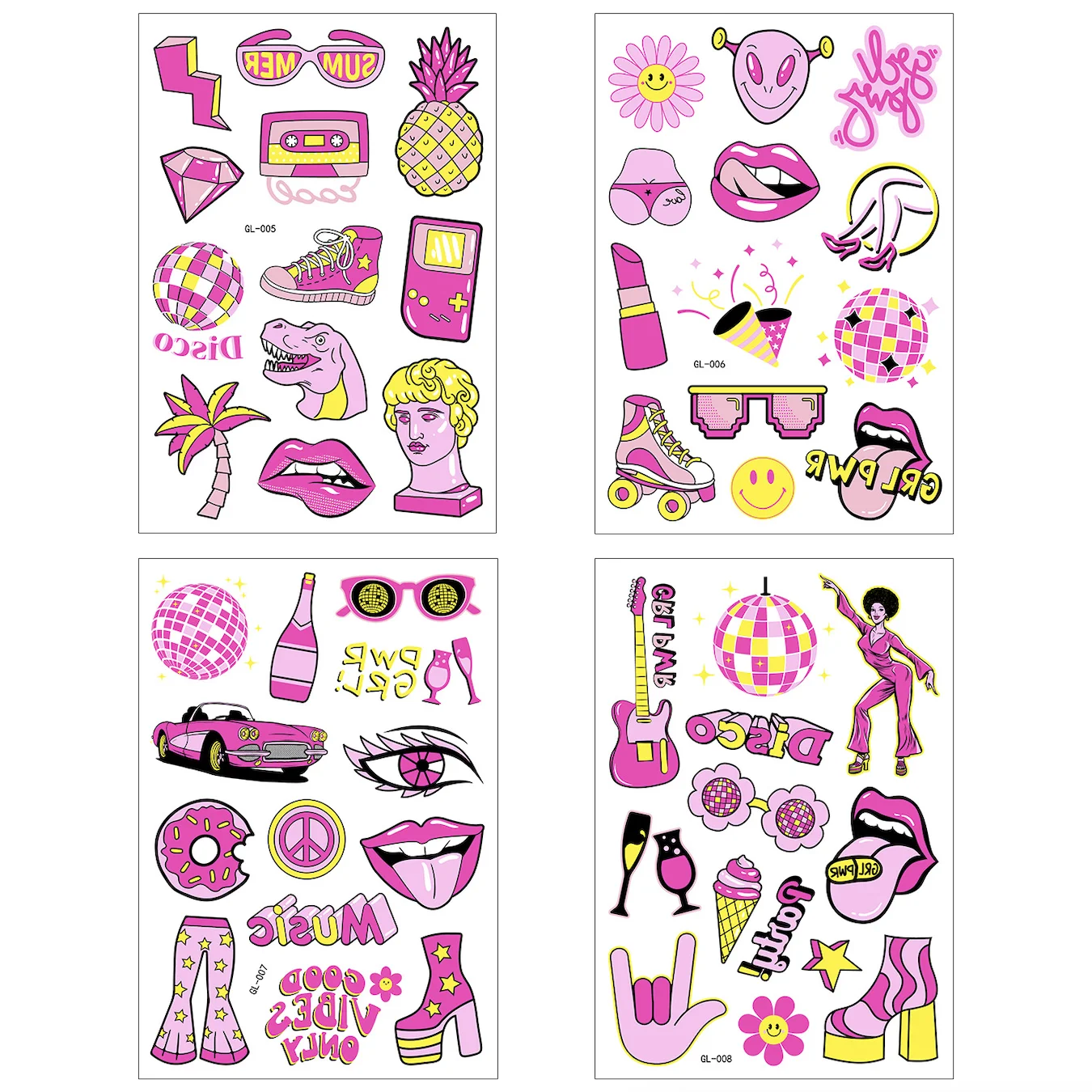 Startparty 4 Sheets Butterfly Neon Temporary Tattoos UV Neon Glow The In Dark Festival Decorations Fluorescence Tattoo Stickers