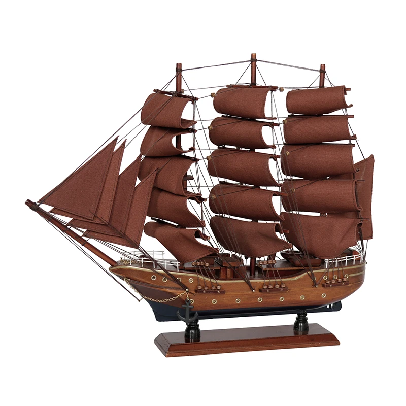 Ship model nameplate custom Mediterranean style sailboat model decoration solid wooden boat smooth sailing craft decoration