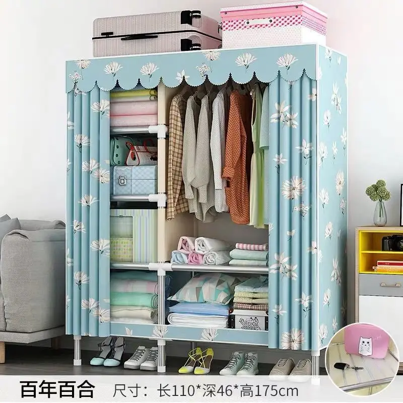 Simple wardrobe, foldable, no installation, no need to install, convenient all-in-one Dormitory hangers on the floor, movable