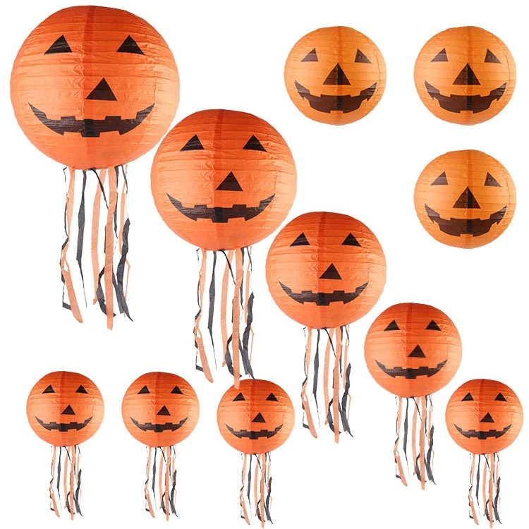 8 inches Hanging Decoration  Halloween Paper Led Lanterns For Party supplies