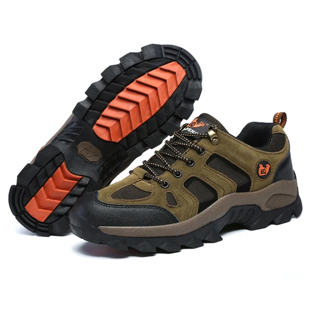 Mens Hiking Shoes Breathable Non-Slip Sneakers Leather Low Cut Boots for Outdoor Trailing Trekking Walking