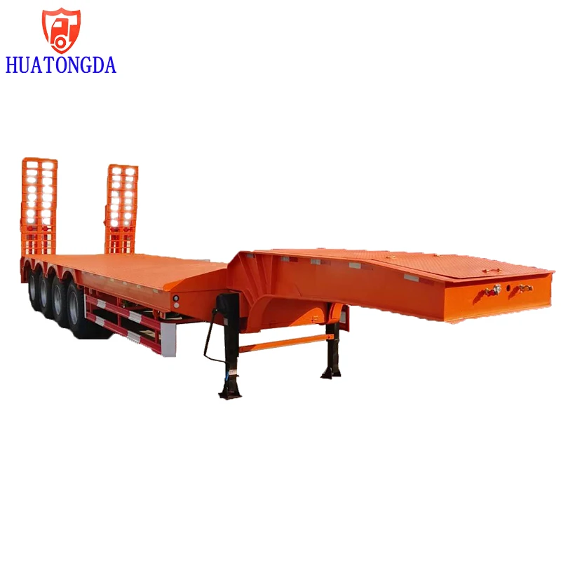 heavy duty equipment trailer low price china low bed truck tri-axle detachable low bed semi trailer