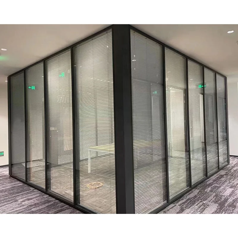 Partition with Blinds High Quality Partition Wall Glass Partition Wall Design Glass Modern for Meeting Room and Office Furniture
