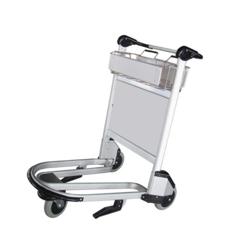 Stainless Steel Airport Luggage Trolley with Three Wheels Airport Trolley Cart