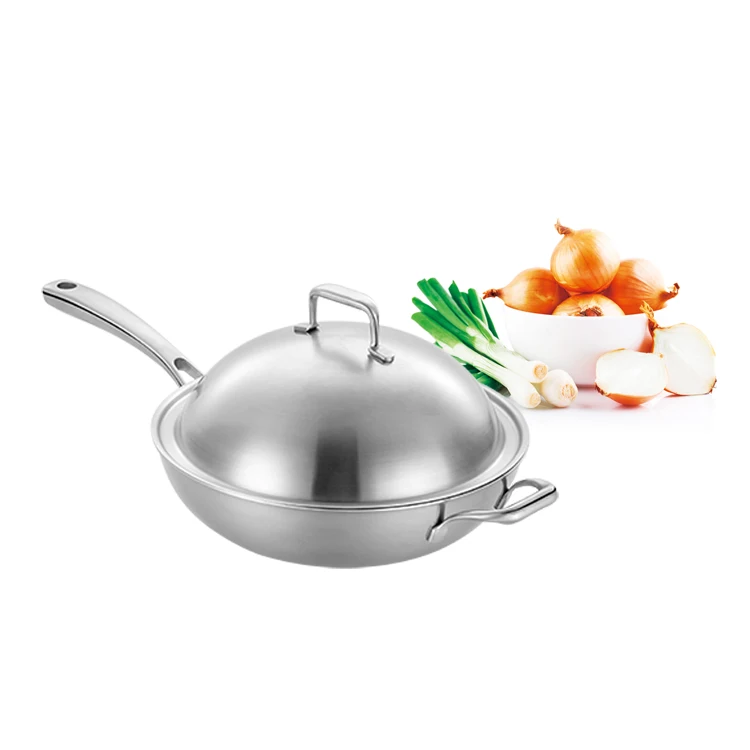 Axa-New Design Nonstick Stainless Steel Frying Pan Deep Induction Wok With Lid