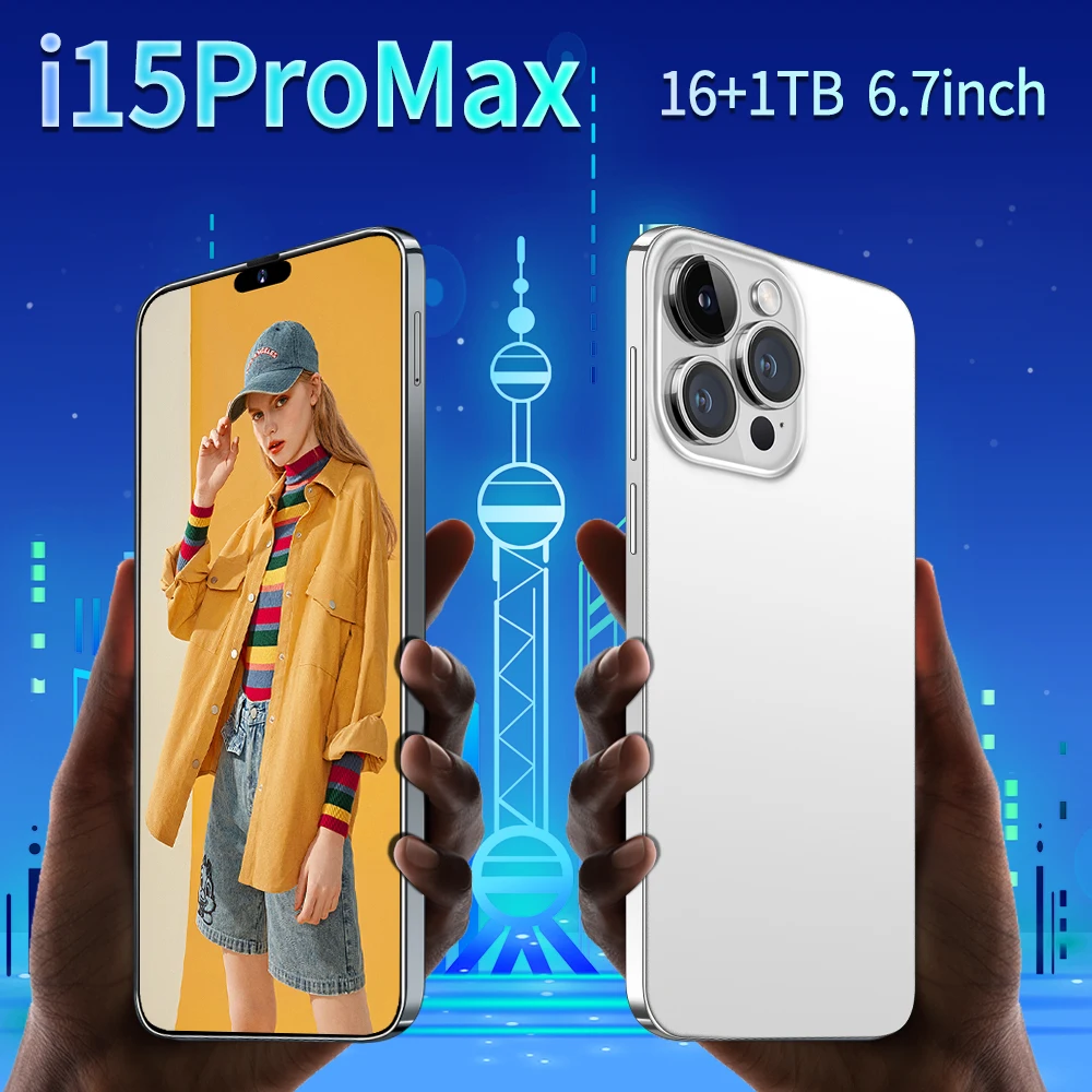 New Arrival i 15 pro max Smartphone 16GB+1TB 6.7 inch Dual SIM Card Face recognition 45W fast charging 5G Mobile Phones